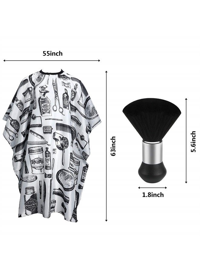 FEBSNOW Professional Hair Cutting Cape with Neck Duster Brush, Salon Barber Cape, Hair Cutting Accessories (White Floral Print) 