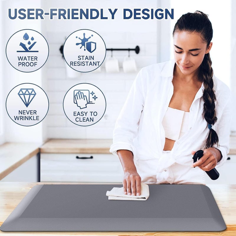 StepRite 4/5 Inch Thick Kitchen Mat Anti Fatigue Mat Kitchen Rugs Kitchen Decor Non-Slip, Stain & Water Resistant, Kitchen Mats Desk Mat for Kitchen, Office, Workshop, Grey, 17'' x 28'' - Image 5
