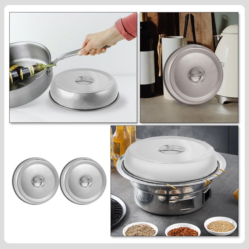 20cm Stainless Steel Steak Lid and Protective Food Cover Set for Kitchen Outdoor Grill - Image 4