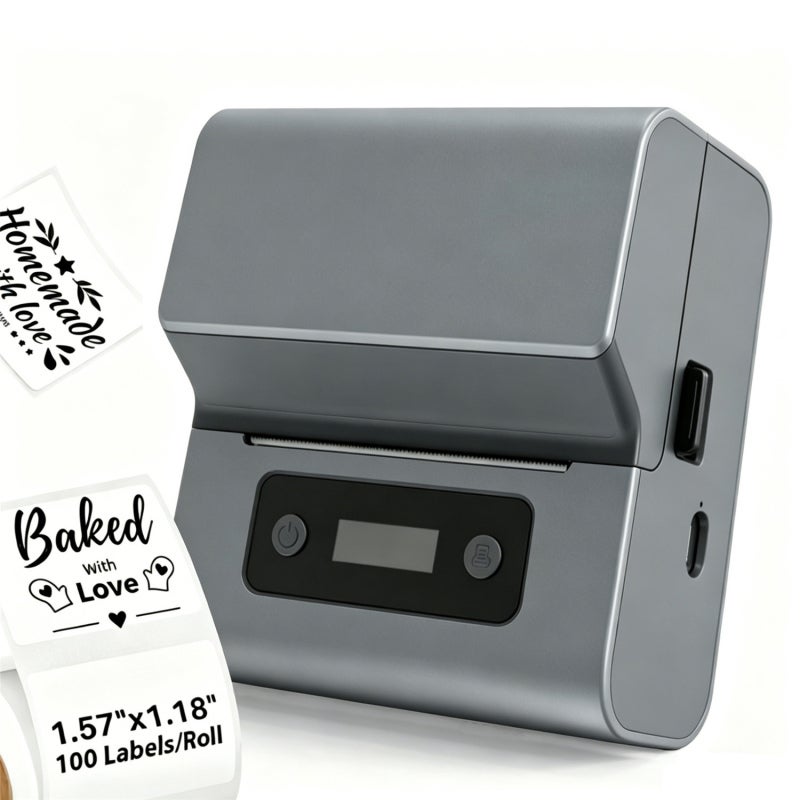Label Printer: Black Thermal Inkless Printer - Upgraded 20-75mm Printing Width, Strong Bluetooth & USB Compatibility, Powerful APP With 100+ Templates for Home Business Office Organization - Image 1
