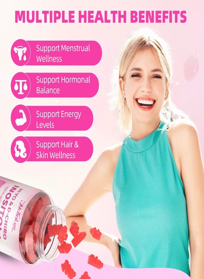Mchokuu Myo-Inositol & D-Chiro Inositol Gummies, Ideal 40:1 Ratio Supplement for Women with Vitamin D3 & B12 for Support Hormonal Balance & Wellness, Sugar Free, Raspberry, 60 Count - Image 3