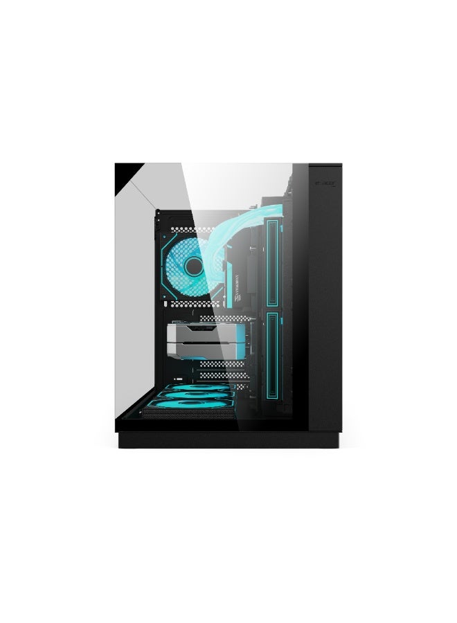 أيسر كيس كمبيوتر V330BK، كيس كمبيوتر ATX، لوح زجاج مقسّى أمامي وجانبي، 6 مراوح RGB مثبتة مسبقًا مع ريموت كنترول، هيكل فولاذ SPCC، 3 منافذ USB، يدعم لوحات ATX / M-ATX / ITX، كيس ألعاب أسود - Image 3