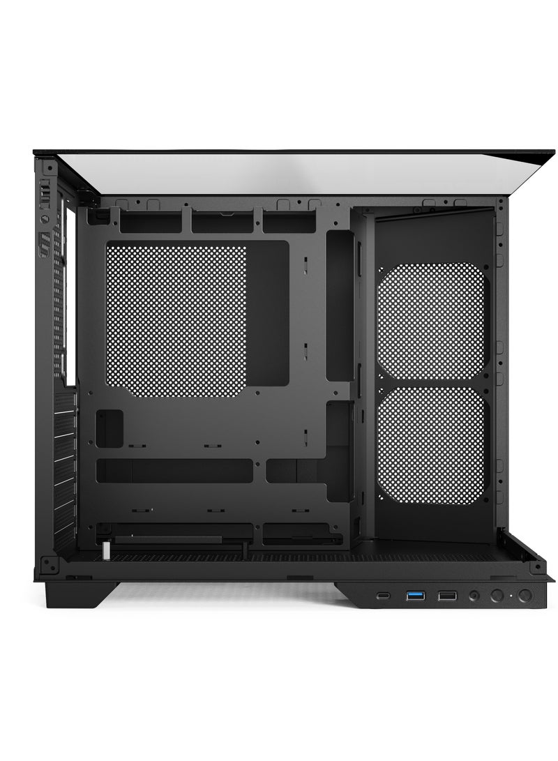 أيسر كيس كمبيوتر V330BK، كيس كمبيوتر ATX، لوح زجاج مقسّى أمامي وجانبي، 6 مراوح RGB مثبتة مسبقًا مع ريموت كنترول، هيكل فولاذ SPCC، 3 منافذ USB، يدعم لوحات ATX / M-ATX / ITX، كيس ألعاب أسود - Image 4
