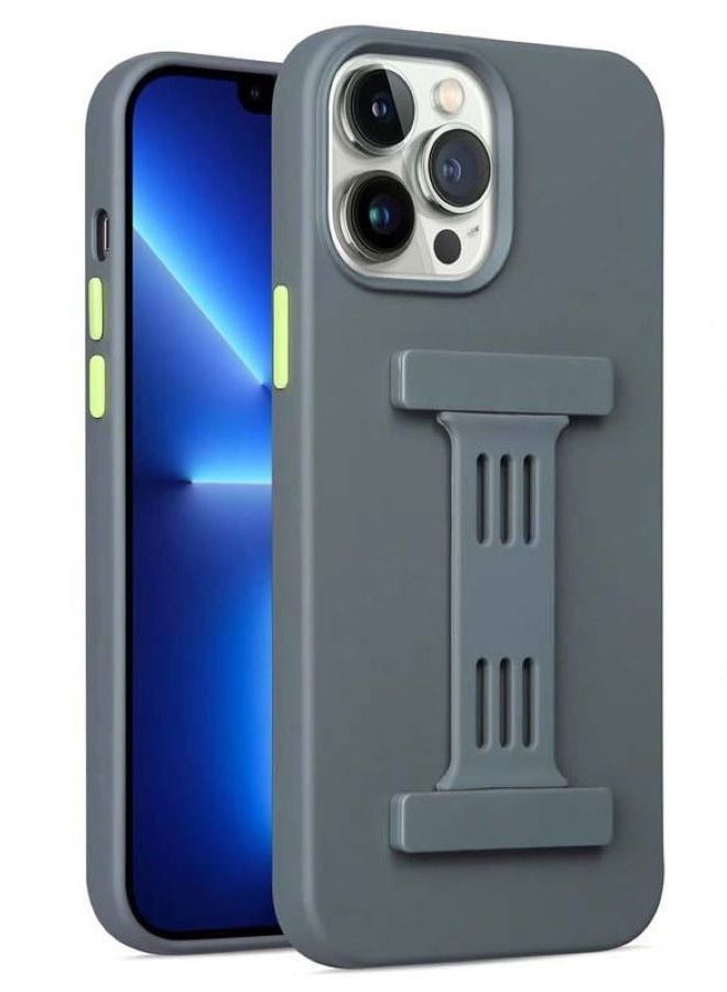 Magnetic Rubber Cover with Strap For Apple iPhone 14 Pro Max 6.7 inch Grey - Image 1