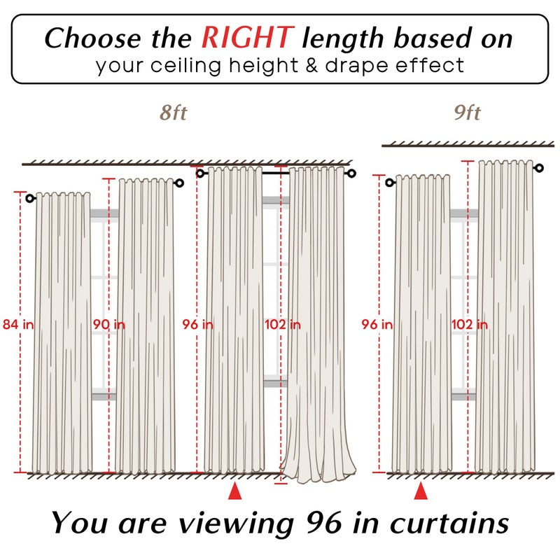 PANELSBURG 92 Inch Curtains 2 Panels Set Linen Back Tab Pleated Room Darkening Blackout Curtains 92 Inches Long for Living Room Bedroom Greige Beige - Image 5