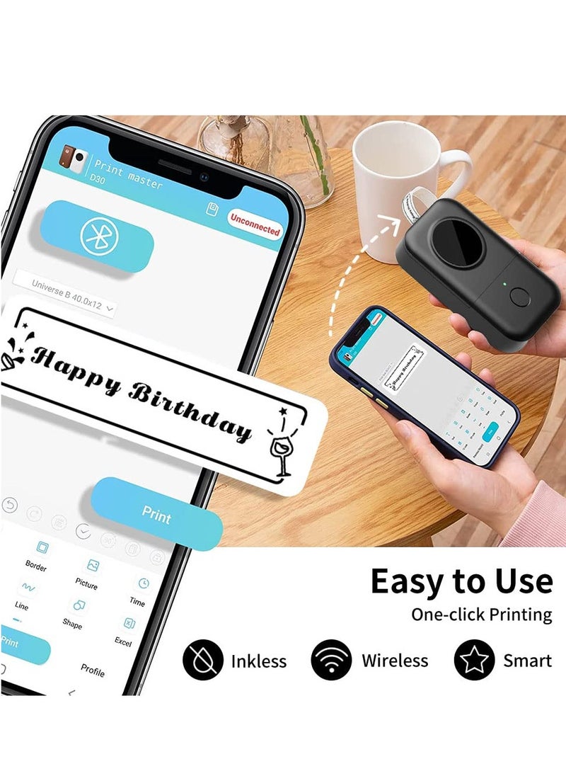 Generic D30 Mini Thermal Label Printer Portable Sticker Maker, Bluetooth Inkless Label Makers for Home Small Business Products Organizing Work for 0.23 0.35 0.47inch 12mm tape.  - Image 3