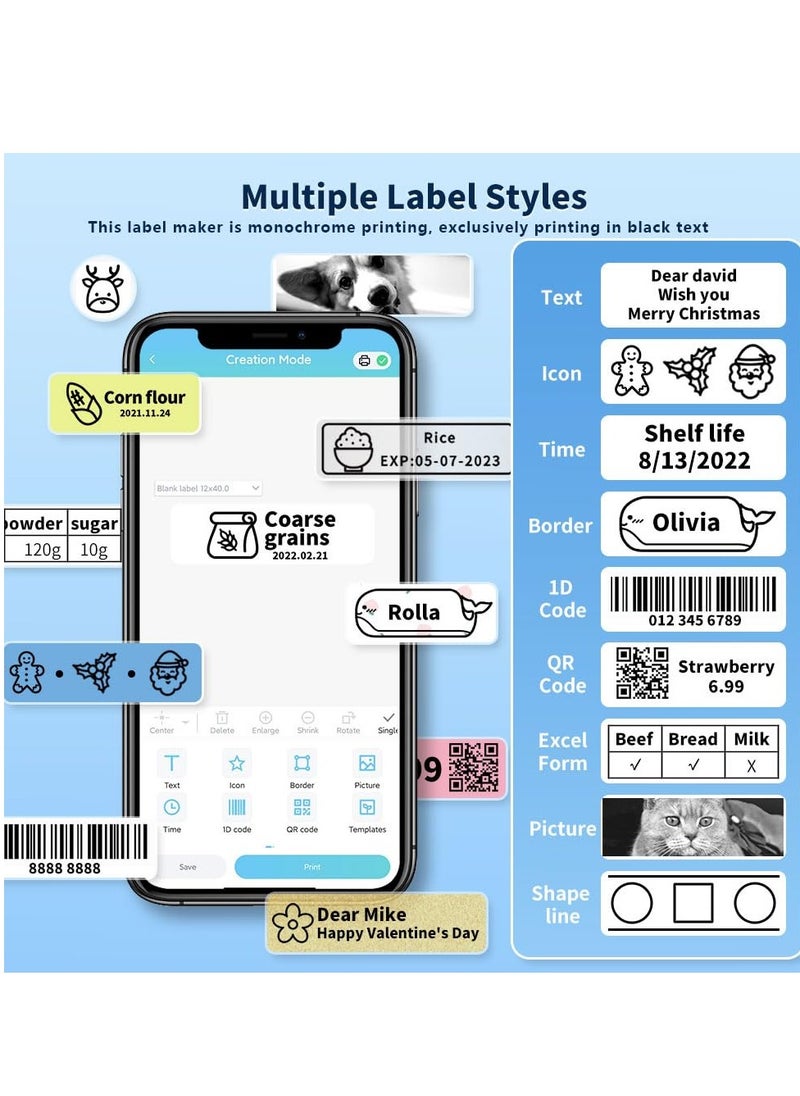 Generic D30 Mini Thermal Label Printer Portable Sticker Maker, Bluetooth Inkless Label Makers for Home Small Business Products Organizing Work for 0.23 0.35 0.47inch 12mm tape.  - Image 5