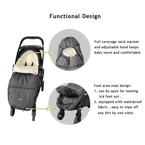 CozyMe Stroller Footmuff - Adjustable Winter Stroller Blanket Evolution for Toddler, Multi Purpose Fleece Lined Warm Hooded Bunting Bag for Baby, Water Repellent | (6M - 4T) - Image 5
