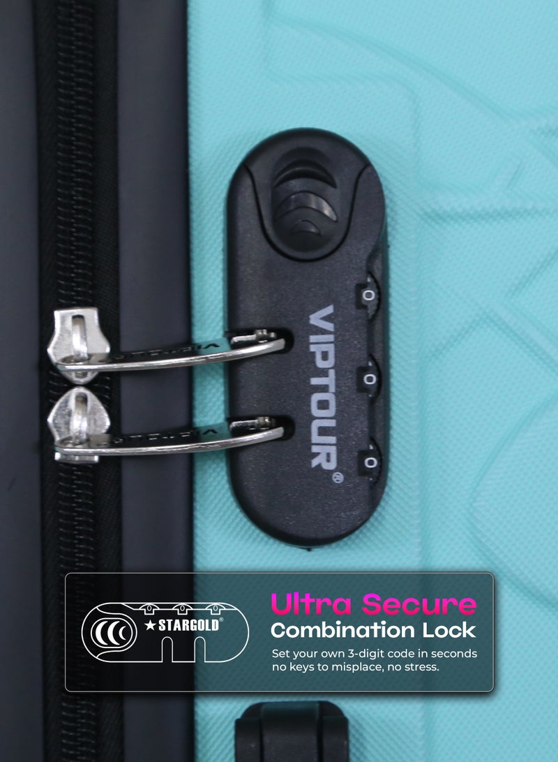 VIPTOUR Luggage Set 3Pcs ABS Trolley Bag Set With Number Lockable System - Image 3