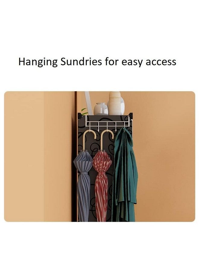 Oumffy رف تخزين خزانة ملابس متعدد الأغراض من بلاستيك أومفي، منظم ملابس للأطفال، غرفة المعيشة، غرفة النوم، ملحقات صغيرة، منظم خزانة ملابس (أسود)، 56 إنش، 28 إنش - Image 3