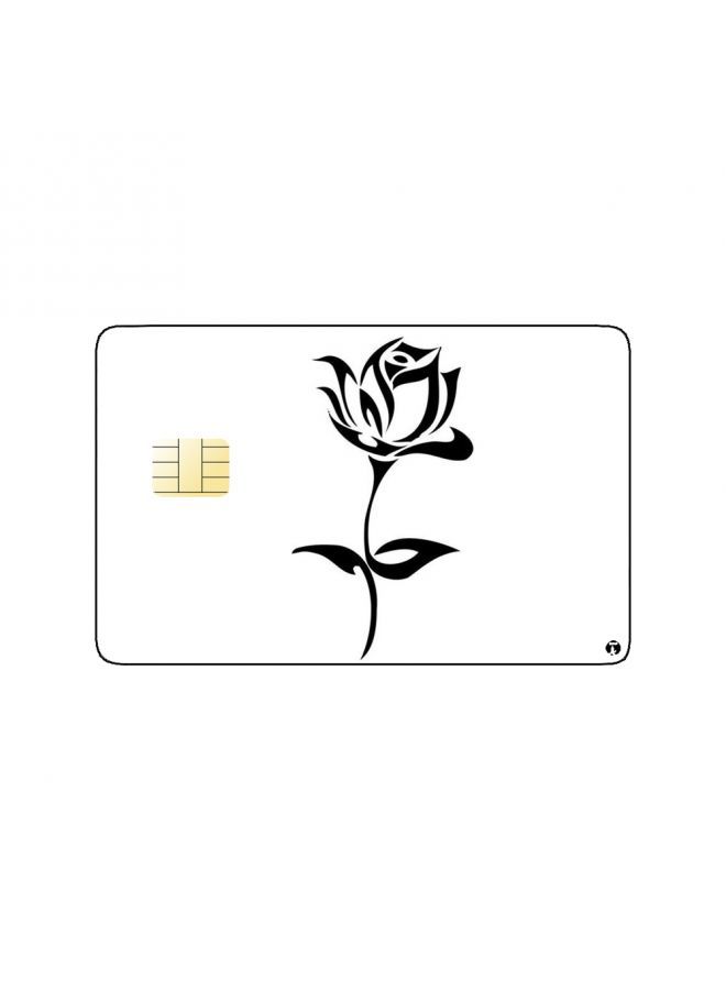 RKN PRINTED BANK CARD STICKER Beautiful Black And White Flower Drawing - Image 1