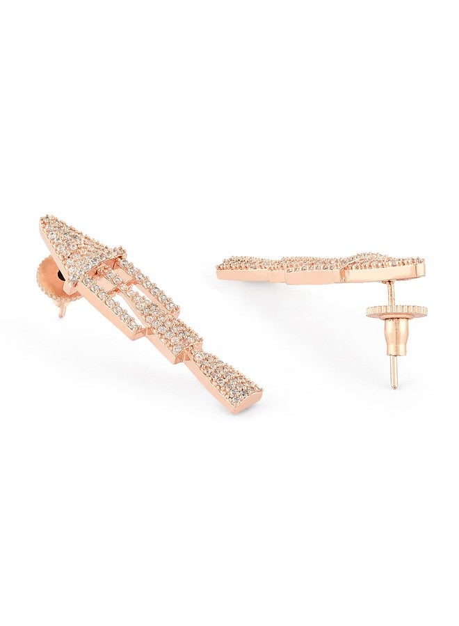 Ami Rose Gold Dazzling Cubic Zirconia Designer Brass Necklace Earring Set For Women-ZPFK20398 - Image 5