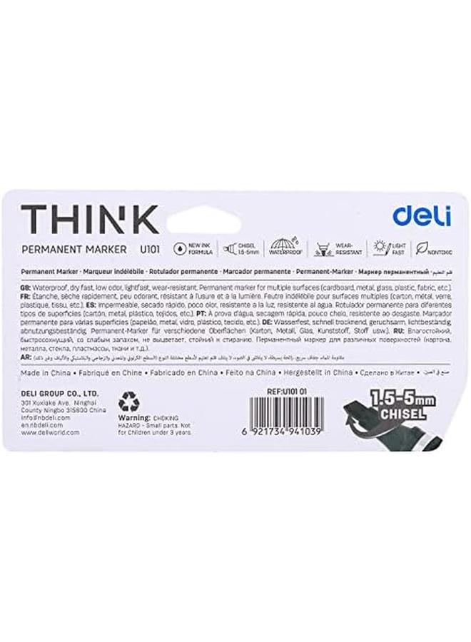 ديلي مجموعة أقلام تحديد دائمة برأس مشطوف ثينك مقاس 1.5 5 مم مكونة من 4 قطع أسود وأزرق وأحمر وأخضر متعدد الألوان - Image 4