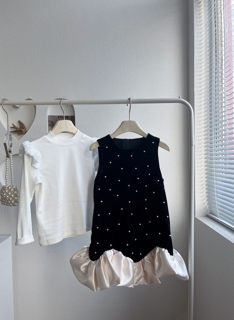 New College Style Nail Bead French Black Princess Set Skirt  - Image 2