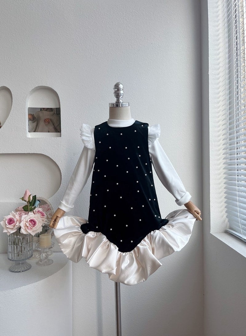 New College Style Nail Bead French Black Princess Set Skirt  - Image 3