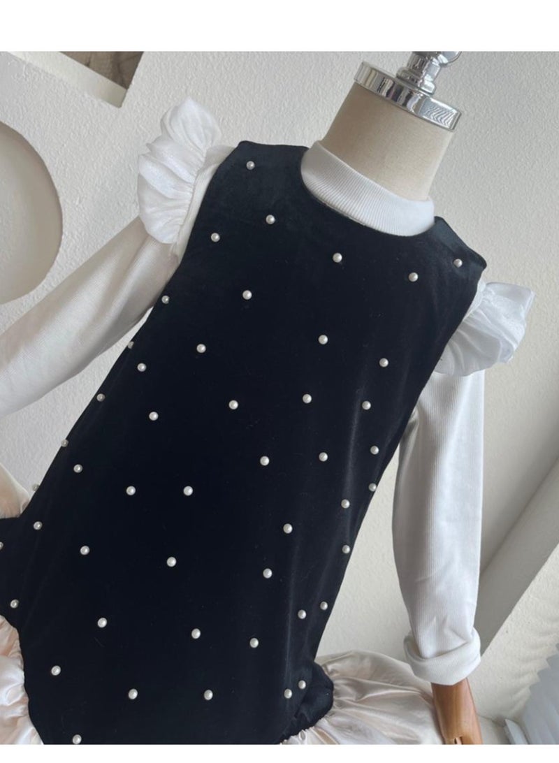 New College Style Nail Bead French Black Princess Set Skirt  - Image 4