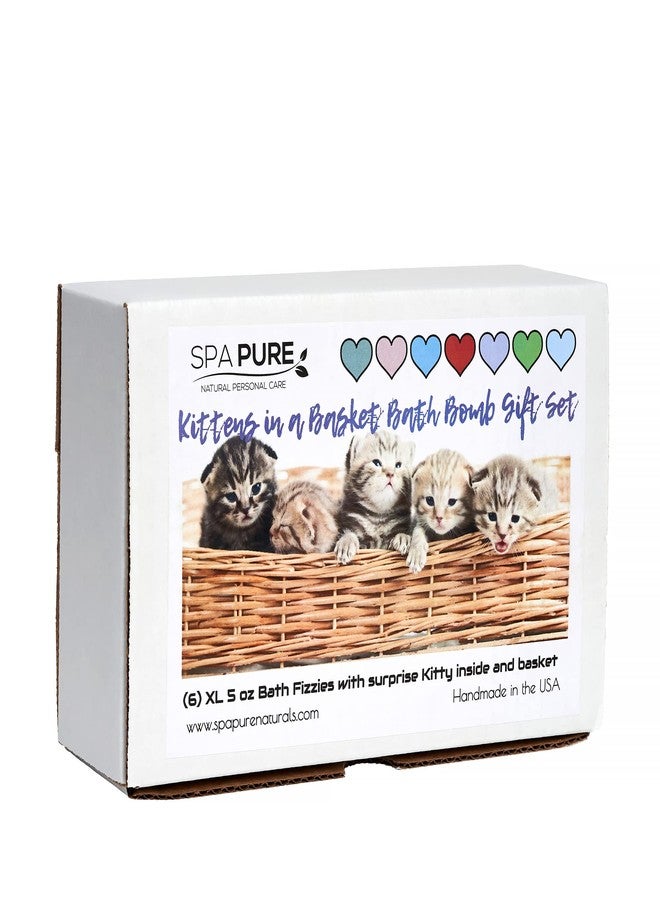 Spa Pure Kittens in Basket: 6 Adorable Kittens Hiding Inside Each Colorful Bath Bomb, XL 5 oz Each (6 Count) Pack of 1, Multicolor - Image 1