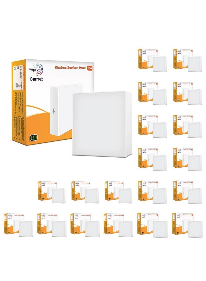 Wipro Polycarbonate Garnet 12W Rimless Square Led Surface Panel | Cool White Light (6500K) | Elegant Rimless Design for Wider Spread of Light | Surface Mounted Led Down Light for Ceiling | Pack of 20 - Image 1