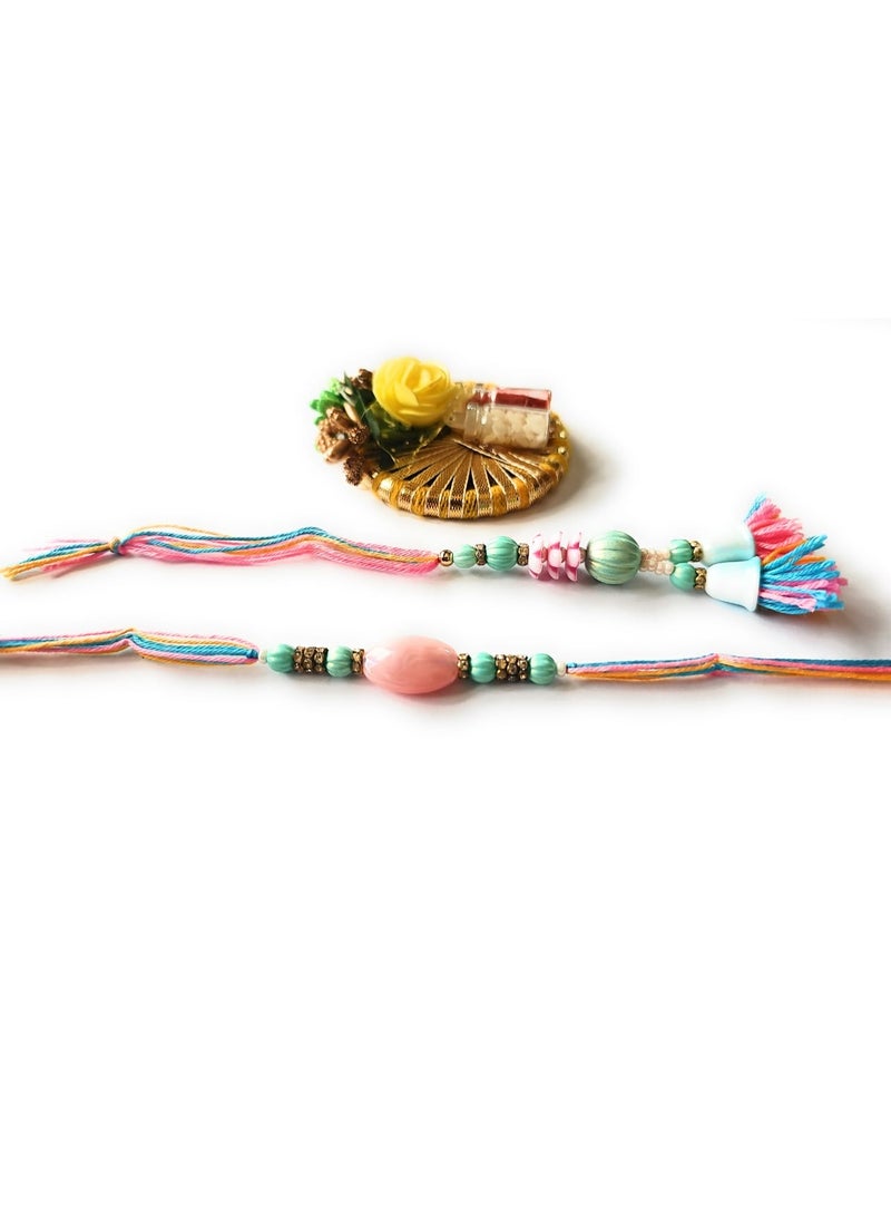 Shreeji Designer Bhai-Bhabhi Rakhi Set with Roli Chawal | Traditional Raksha Bandhan Gift Combo | Handcrafted Ethnic Rakhi for Brother & Sister-in-Law  - Image 3