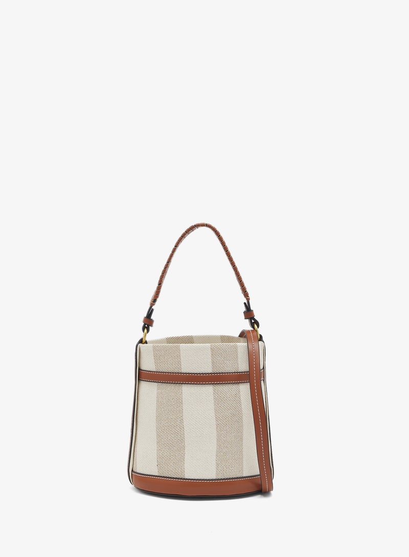 ايلا حقيبة دلو مطبوعة بتفاصيل بنية - Image 1