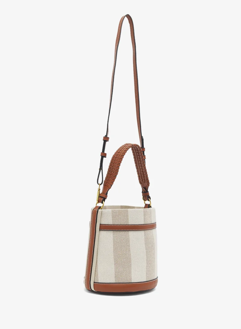 ELLA Brown Detailed Printed Bucket Bag
