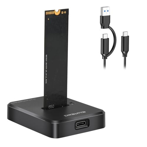 ELUTENG M.2 NVMe & SATA to USB C Docking Station Dual Protocol M.2 to USB C Adapter 10Gbps External SSD Enclosure for M Key, B+M Key Support 2280 2260 2242 2230 SSDs with 2in1 Cable - Image 1