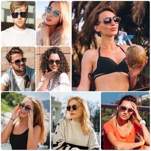 Fozono Retro Aviator Sunglasses for Women Men Trendy Classic Square 70s 80s 90s Vintage Shades Double Bridge Aviators FZN813 Tortoise/Gradient Gray - Image 2