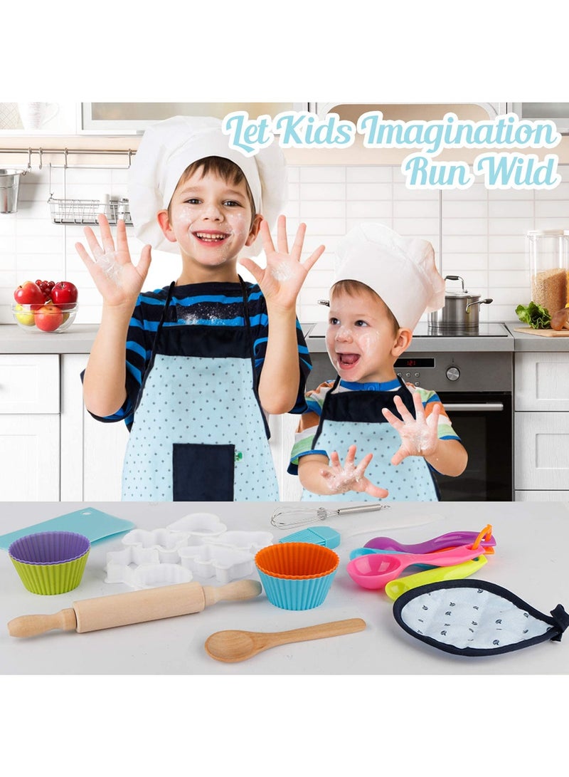 SYOSI SYOSI Cooking and Baking Set for Kids, Kids' Chef Role Play Costume Set, Toddler Chef Hat Apron Dress Up with Apron, Chef Hat, Mitt, Cookie Cutters and Utensil for Kids Aged 3+ Years - Image 2