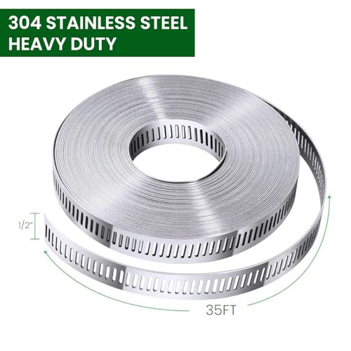 Serplex® 32.8ft Hose Clamp Roll DIY Hose Clamp Roll 304 Stainless Steel Hose Clamp with 12 Fastening Bolts Attachment Cuttable Hose Clamp Hose Clamp Band for Plumbing, Pipe Repairing - Image 2