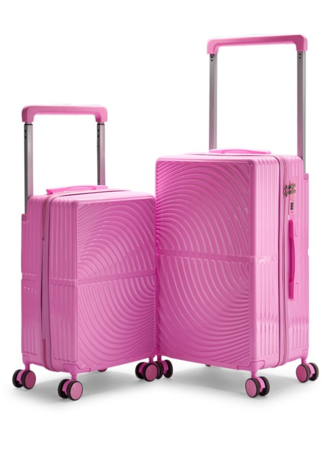 ليمرا طقم شنط سفر من ليمرا مصنوع من مادة البولي كربونات مكون من 2 حقيبة أمتعة مقاس 24"-20" بوصة لون وردي - Image 1