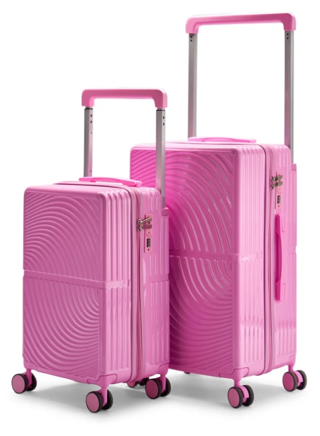 ليمرا طقم شنط سفر من ليمرا مصنوع من مادة البولي كربونات مكون من 2 حقيبة أمتعة مقاس 24"-20" بوصة لون وردي