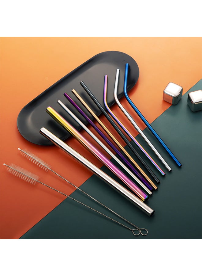 304 Stainless Steel Straw Metal Titanium Plated Milk Tea Telescopic Straw Special Straw Set-Color:6*241mm Straight Pipe-Specifications:Gold  - Image 2