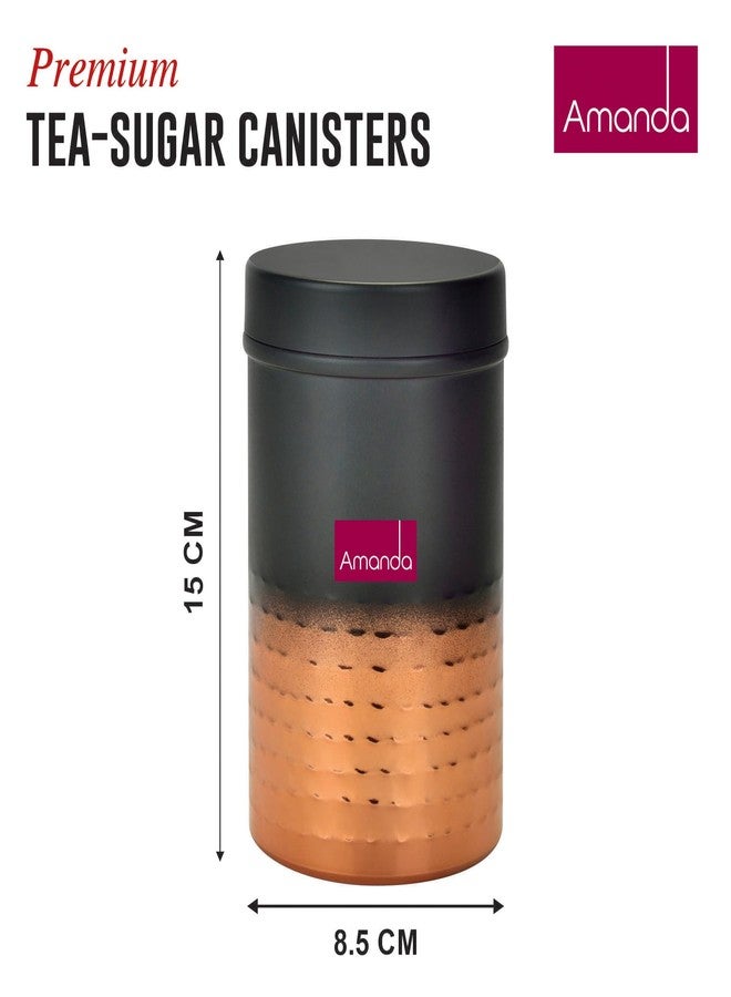 Amanda Stainless Steel Tea & Sugar Container Set | 2 Pc Kitchen Storage Canister | Dual Tone Copper & Black Finish | Airtight, Durable & Rust-Resistant - Image 5