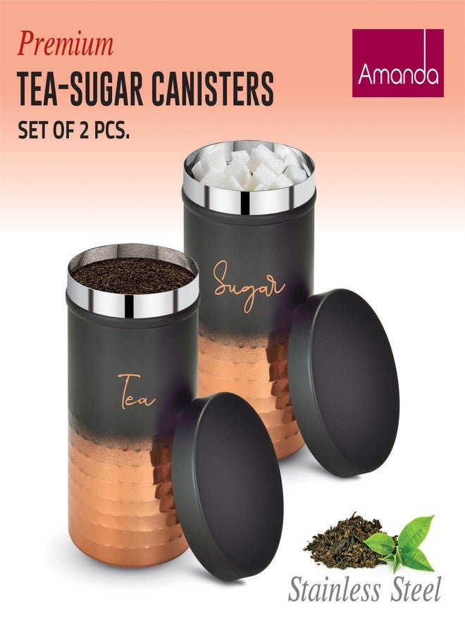 Amanda Stainless Steel Tea & Sugar Container Set | 2 Pc Kitchen Storage Canister | Dual Tone Copper & Black Finish | Airtight, Durable & Rust-Resistant - Image 3