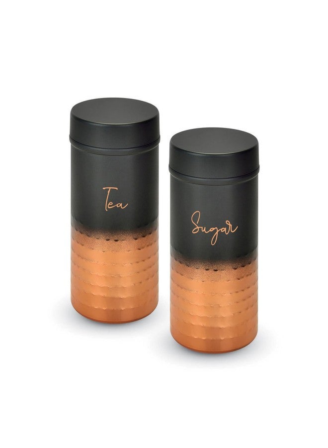 Amanda Stainless Steel Tea & Sugar Container Set | 2 Pc Kitchen Storage Canister | Dual Tone Copper & Black Finish | Airtight, Durable & Rust-Resistant - Image 1