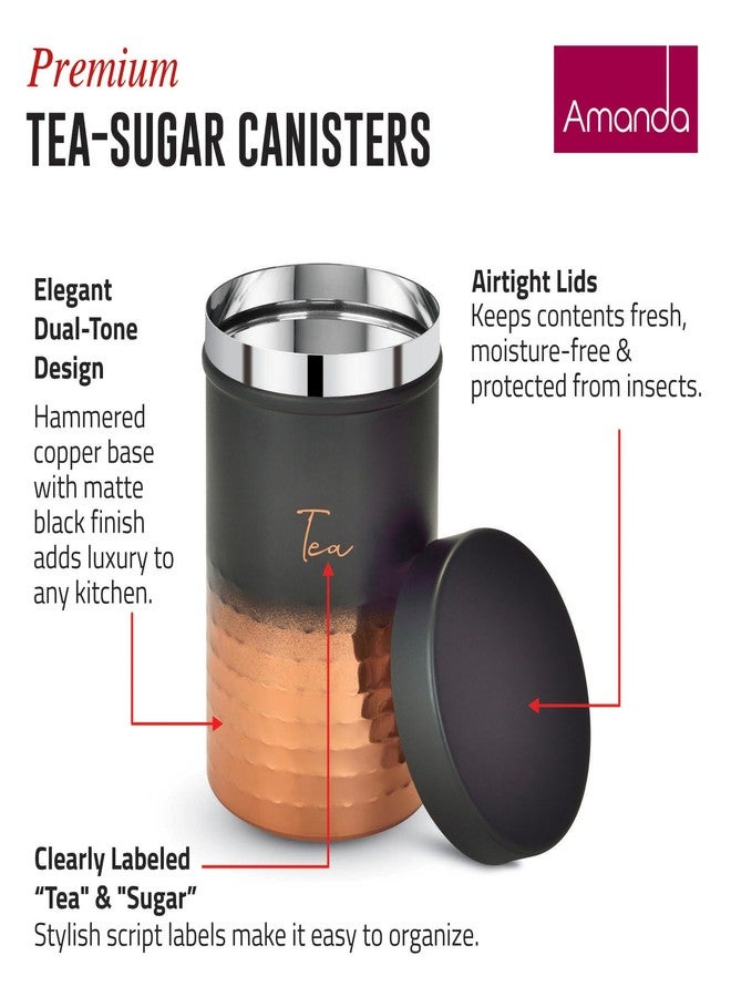 Amanda Stainless Steel Tea & Sugar Container Set | 2 Pc Kitchen Storage Canister | Dual Tone Copper & Black Finish | Airtight, Durable & Rust-Resistant - Image 4