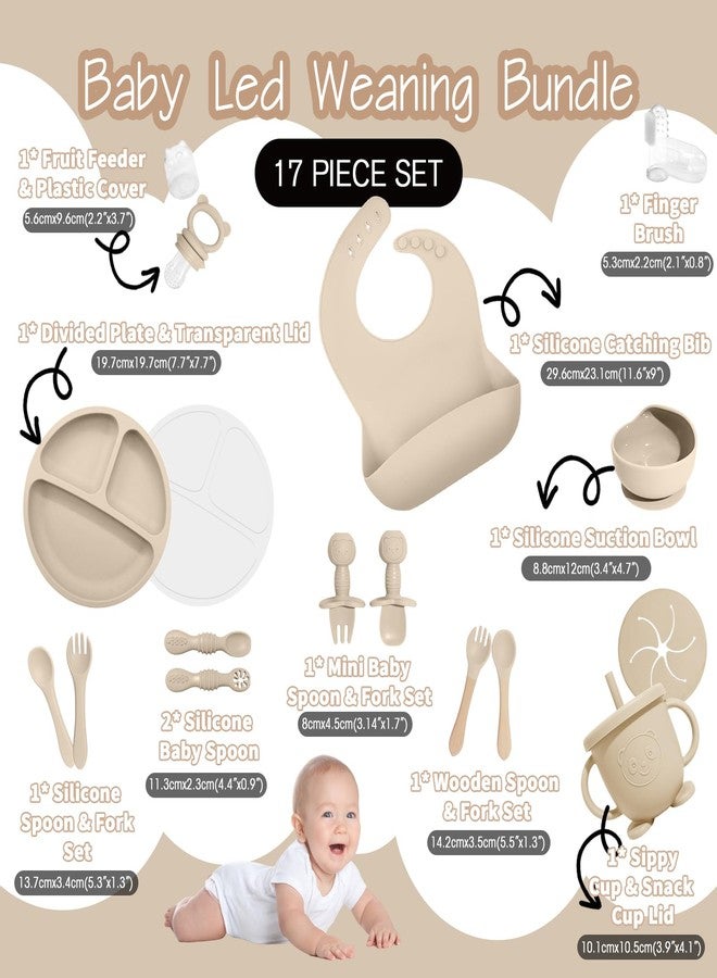 Catvegue LED Baby Weaning Supplies, 17 Pcs Silicone BPA Free Eating Essentials Baby Utensils with Suction Plate and Bowl, Pocket Bib, Drinking Cup with Lid, for 6+ - Image 2