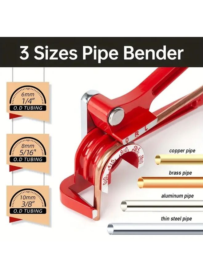 1pc Heavy Duty Manual Pipe Bender 3 in 1 Adjustable Mold Copper Brass Aluminum Tube Bending Tool 0 180 Degree Precision Red Handle - Image 3