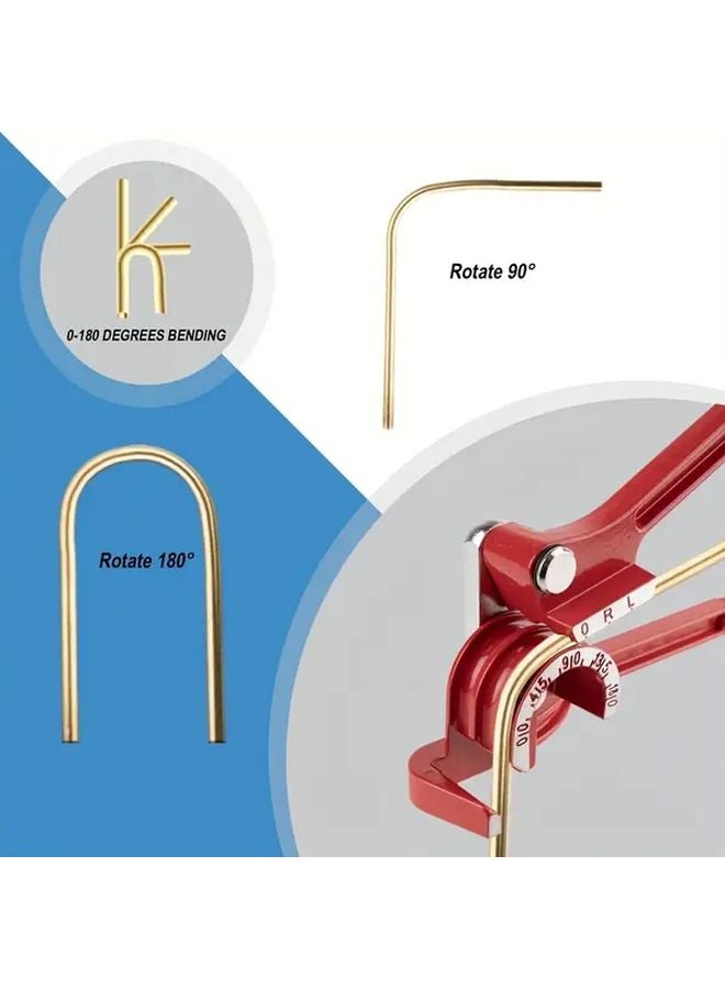 1pc Heavy Duty Manual Pipe Bender 3 in 1 Adjustable Mold Copper Brass Aluminum Tube Bending Tool 0 180 Degree Precision Red Handle - Image 5