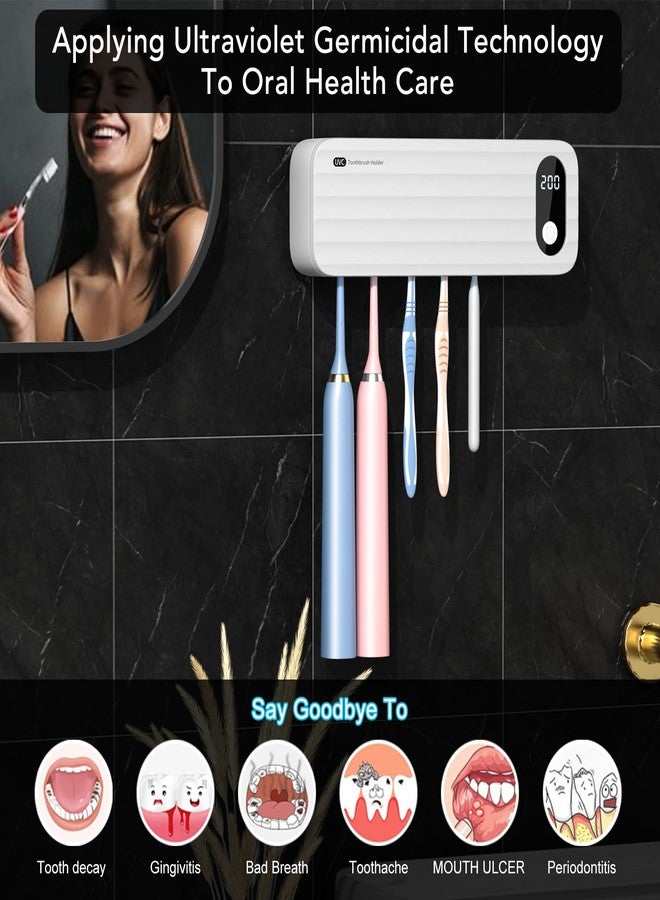 StarWin Toothbrush Cleaner, 5 Slots Wall Mounted Toothbrush Holder for Bathroom, Timer Function, Cordless & No Drilling - Image 2