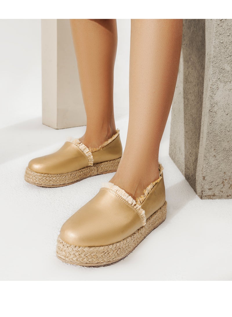 باليرينا فلات جلد انيقه  BN-8 - ذهبي