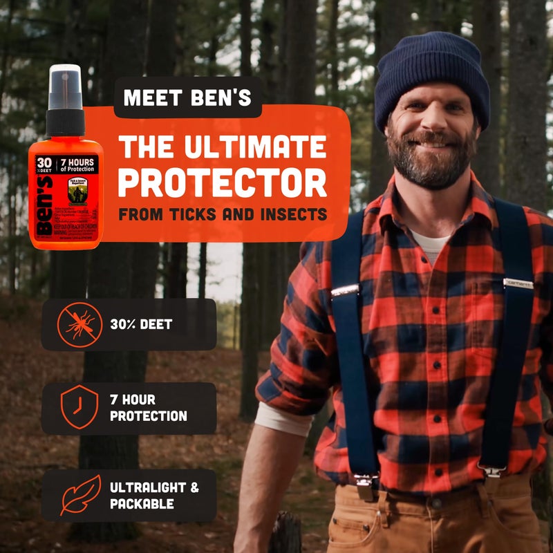 Ben's Tick & Insect Repellent - Travel Size Bug Spray with 30% DEET for Mosquitoes, Ticks & More - Up to 7 Hours of Protection - Fragrance-Free - 1.25 Fl Oz (4 Pack) - Image 2