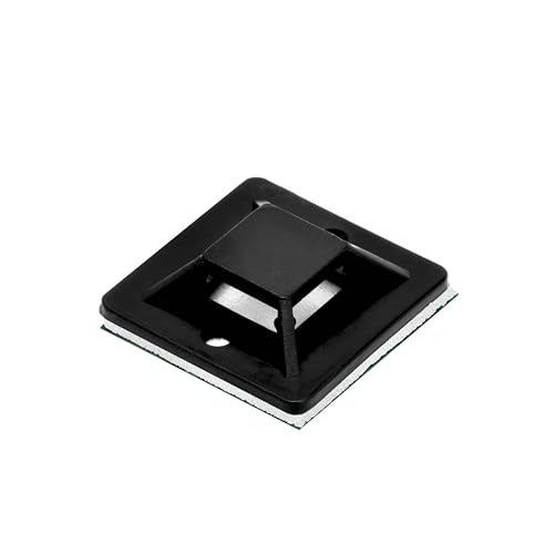 Conext Link 100 Pack Black Self Adhesive Cable Tie Zip Clamp Mount Clip Holder Base 3/4" (20X20mm （19082） - Image 1