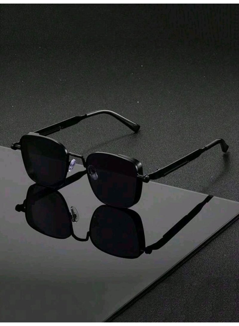 Shein Sunglasses Fashionable New Metal Punk Eyeglasses Large Frame Glasses Suitable For Outdoor Travel (Black) - Image 3