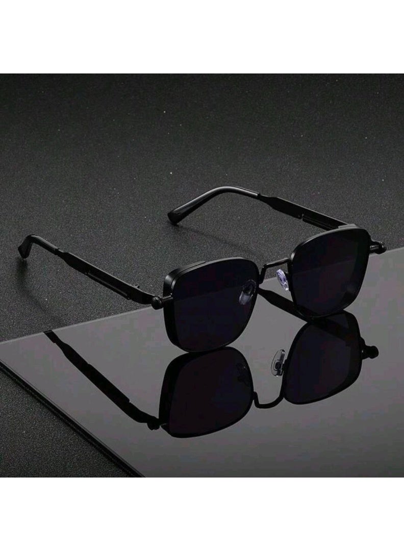 Shein Sunglasses Fashionable New Metal Punk Eyeglasses Large Frame Glasses Suitable For Outdoor Travel (Black) - Image 4