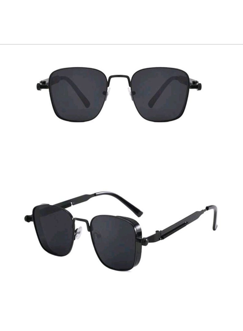 Shein Sunglasses Fashionable New Metal Punk Eyeglasses Large Frame Glasses Suitable For Outdoor Travel (Black) - Image 5