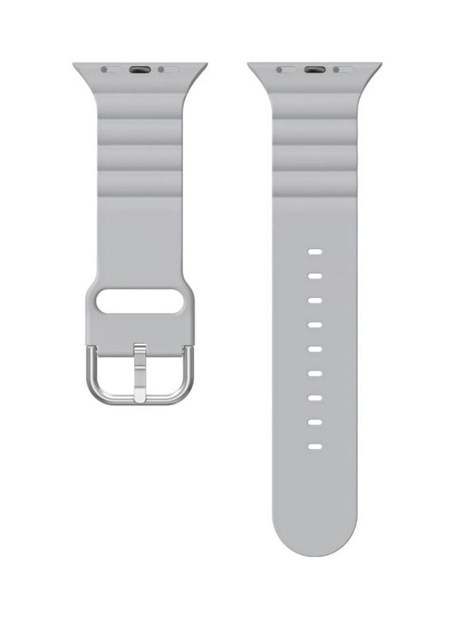 NIBEMINENT Ethnic Replacement Watchband for Apple Watch Series 1/2/3/4/5/6/7/SE 42/44/45mm Light Grey - Image 2