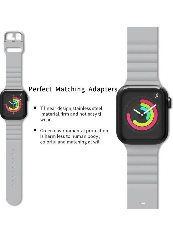 NIBEMINENT Ethnic Replacement Watchband for Apple Watch Series 1/2/3/4/5/6/7/SE 42/44/45mm Light Grey - Image 5