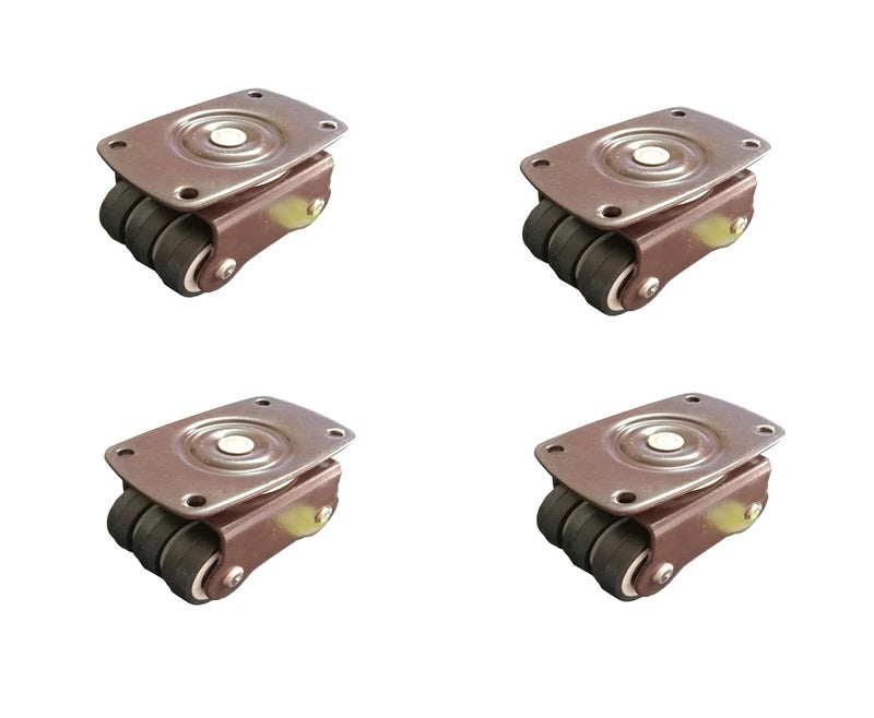DROPTECH 6 Wheel Castor Wheels Moving 30 mm Wheel Caster for Furniture Table Trolley BlackBrown 400 kg Load Capacity PU Material with Bearing A67 Pack of 4 - Image 1