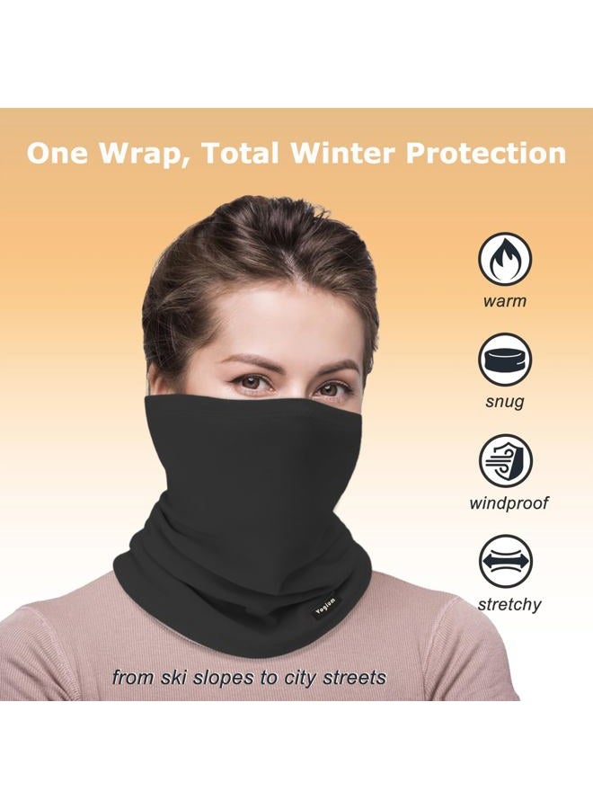 Vogium Adult Fleece Neck Warmer Gaiter | Windproof Face Mask for Winter Sports & Commuting | Unisex Warm Elastic Tube Scarf, Black, One size - Image 2